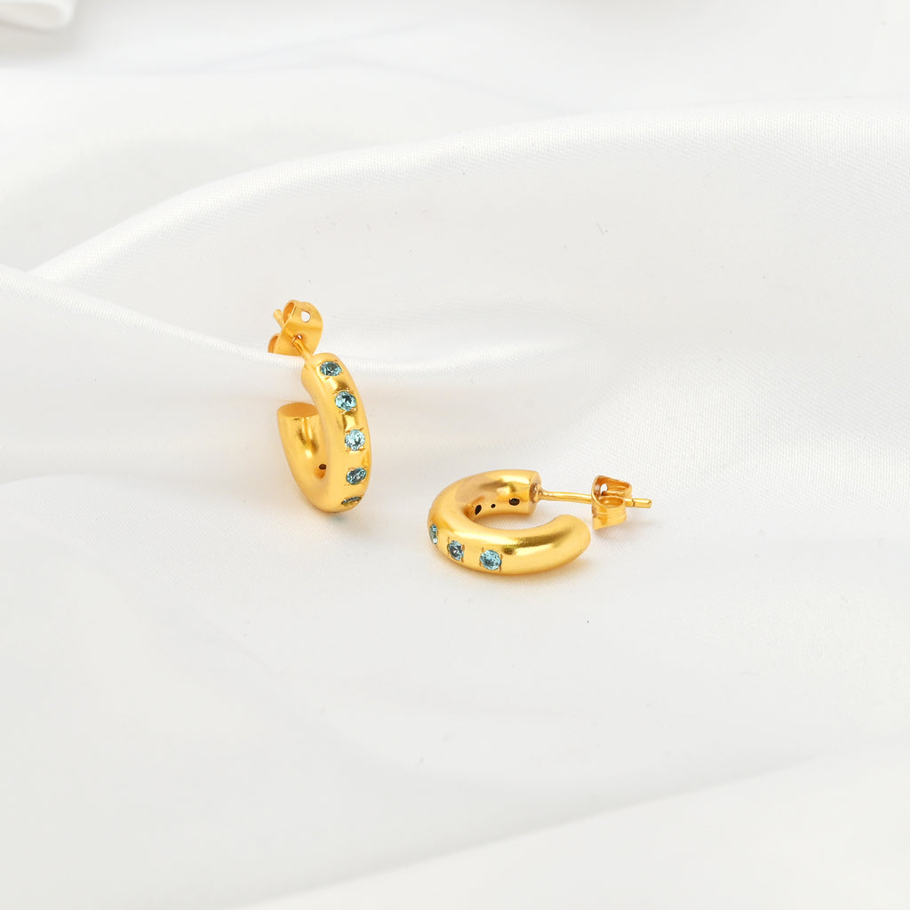 Multi Colorful CZ Huggie Hoop Earrings