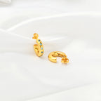 Multi Colorful CZ Huggie Hoop Earrings