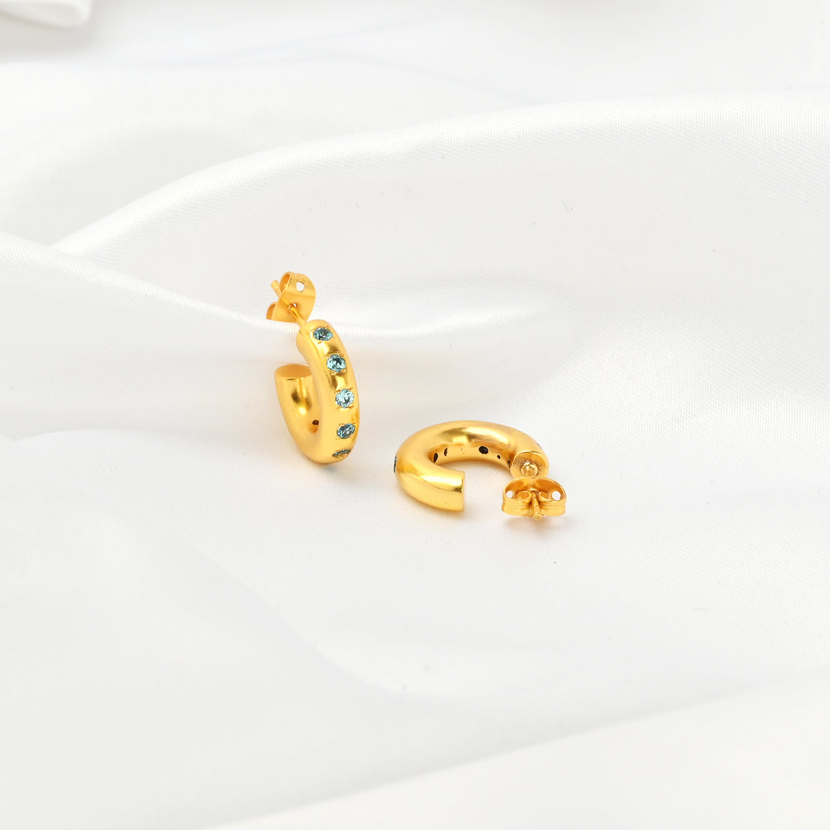 Multi Colorful CZ Huggie Hoop Earrings