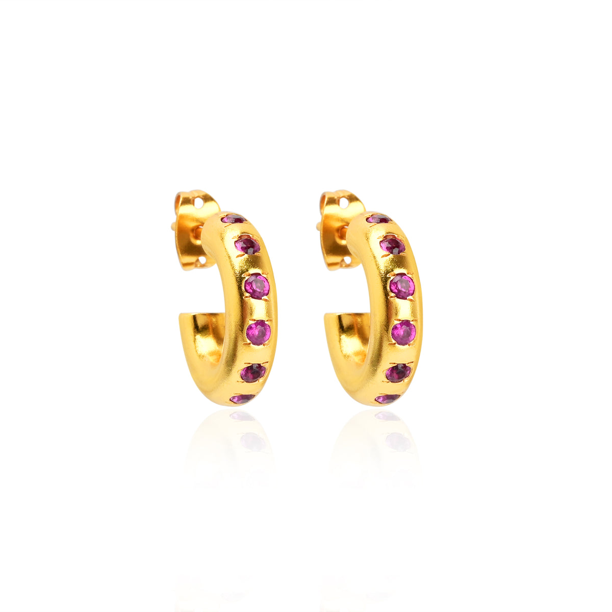 Multi Colorful CZ Huggie Hoop Earrings