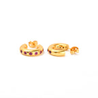 Multi Colorful CZ Huggie Hoop Earrings