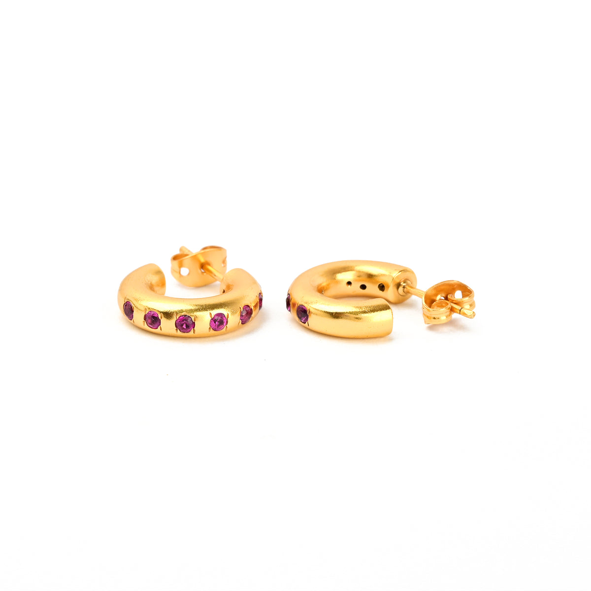 Multi Colorful CZ Huggie Hoop Earrings