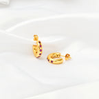 Multi Colorful CZ Huggie Hoop Earrings