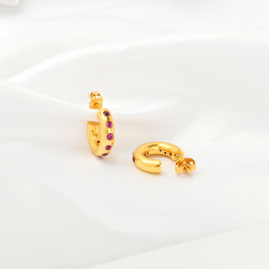 Multi Colorful CZ Huggie Hoop Earrings