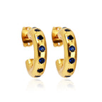 Multi Colorful CZ Huggie Hoop Earrings