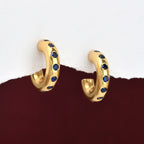 Multi Colorful CZ Huggie Hoop Earrings