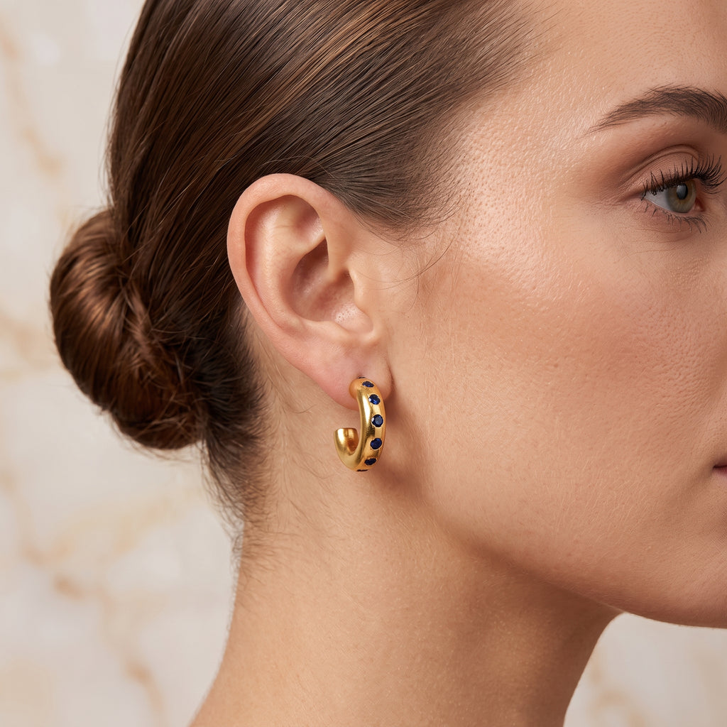 Multi Colorful CZ Huggie Hoop Earrings