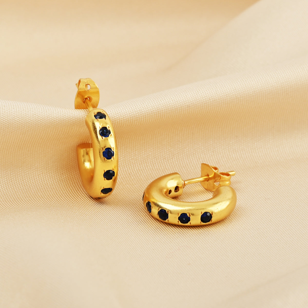 Multi Colorful CZ Huggie Hoop Earrings