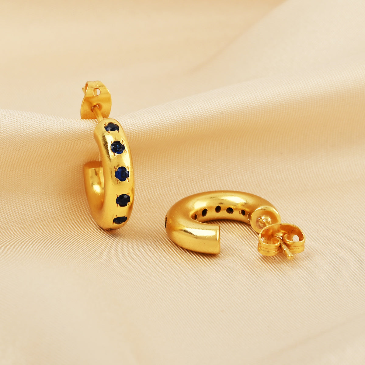 Multi Colorful CZ Huggie Hoop Earrings