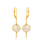 Golden Pearl Drop Earrings – Elegant Mother of Pearl Dangle Earrings