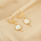 Golden Pearl Drop Earrings – Elegant Mother of Pearl Dangle Earrings