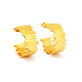 Golden Textured Ribbed Hoop Earrings – Bold Statement Gold Hoops