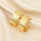 Golden Textured Ribbed Hoop Earrings – Bold Statement Gold Hoops