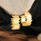 Golden Textured Ribbed Hoop Earrings – Bold Statement Gold Hoops
