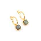 Cushion Shape Labradorite Gemstone Hoop Earrings - La Vitá Jewels