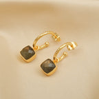 Cushion Shape Labradorite Gemstone Hoop Earrings - La Vitá Jewels