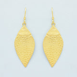 Leaf Shape Dangle Earrings Fish Design Texture Earrings