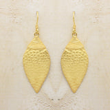 Leaf Shape Dangle Earrings Fish Design Texture Earrings