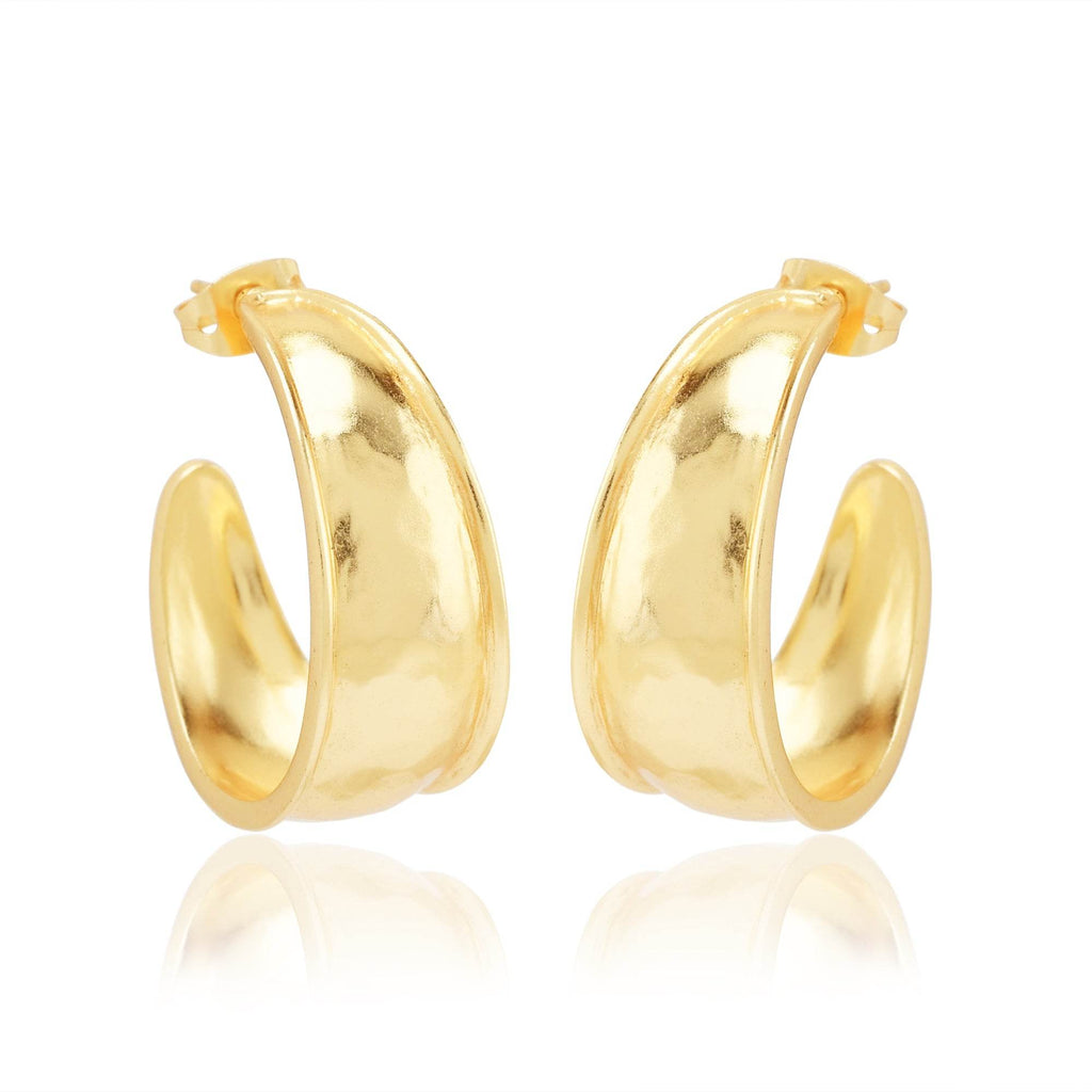 Half Moon Hammered Hoop Earrings - La Vitá Jewels