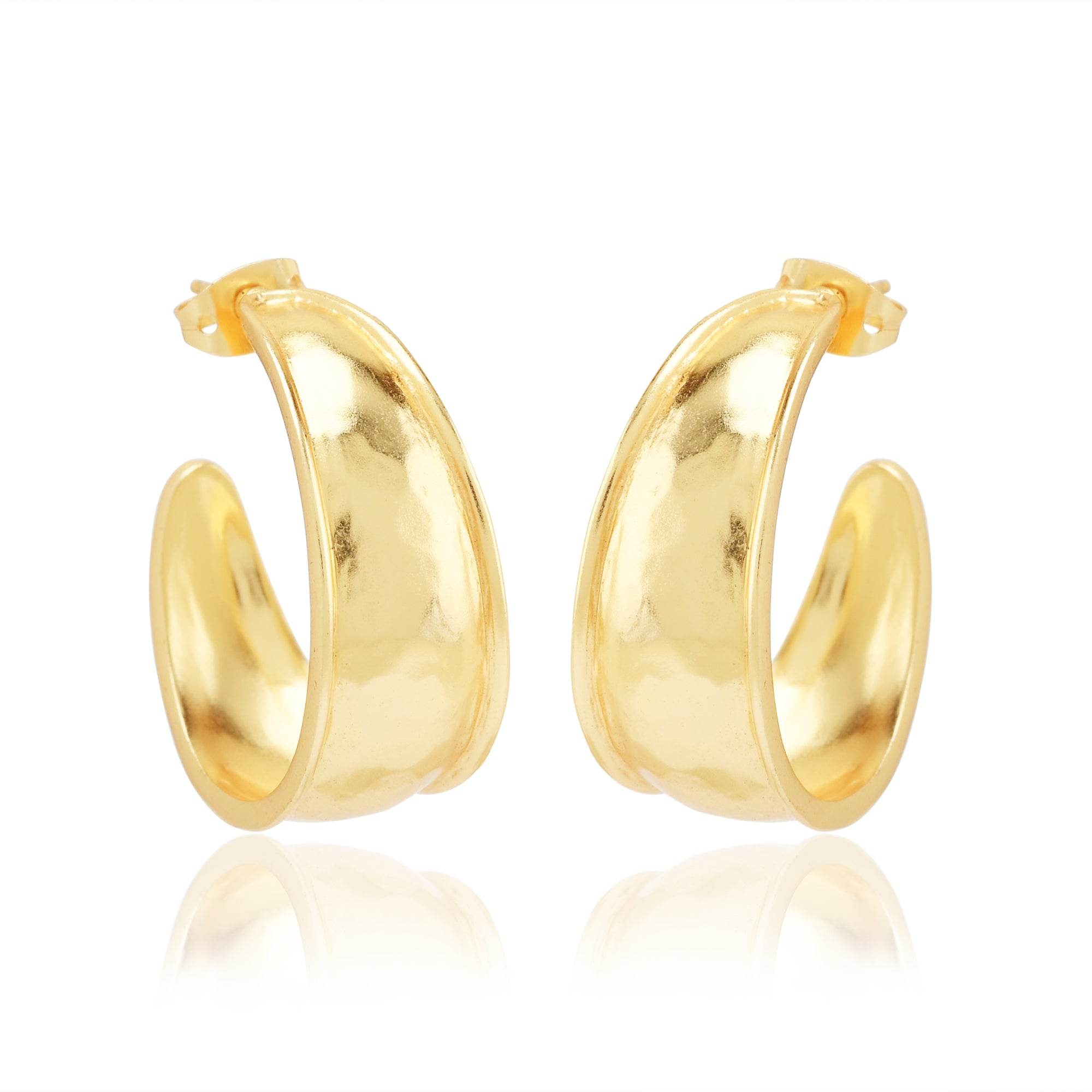 Half Moon Hammered Hoop Earrings - La Vitá Jewels
