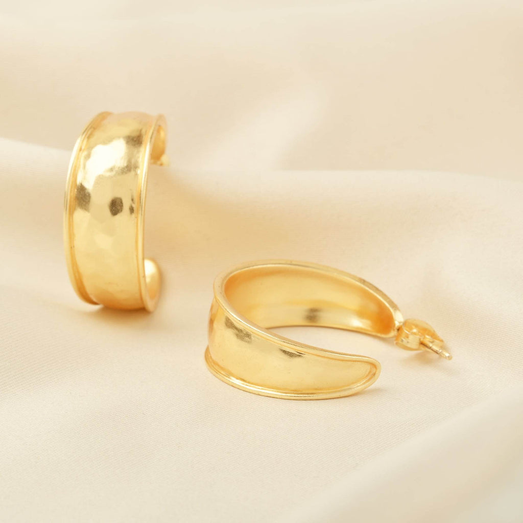 Half Moon Hammered Hoop Earrings - La Vitá Jewels