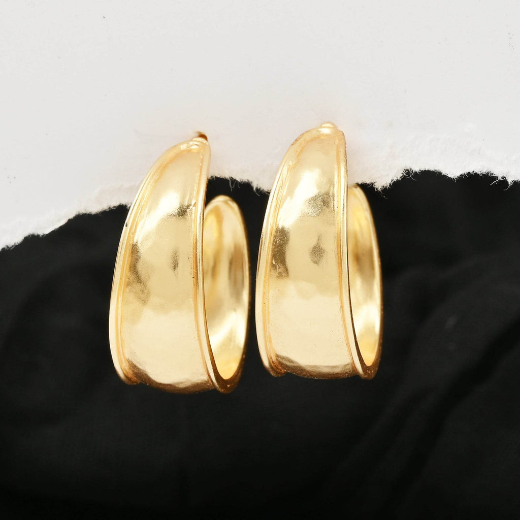 Half Moon Hammered Hoop Earrings - La Vitá Jewels