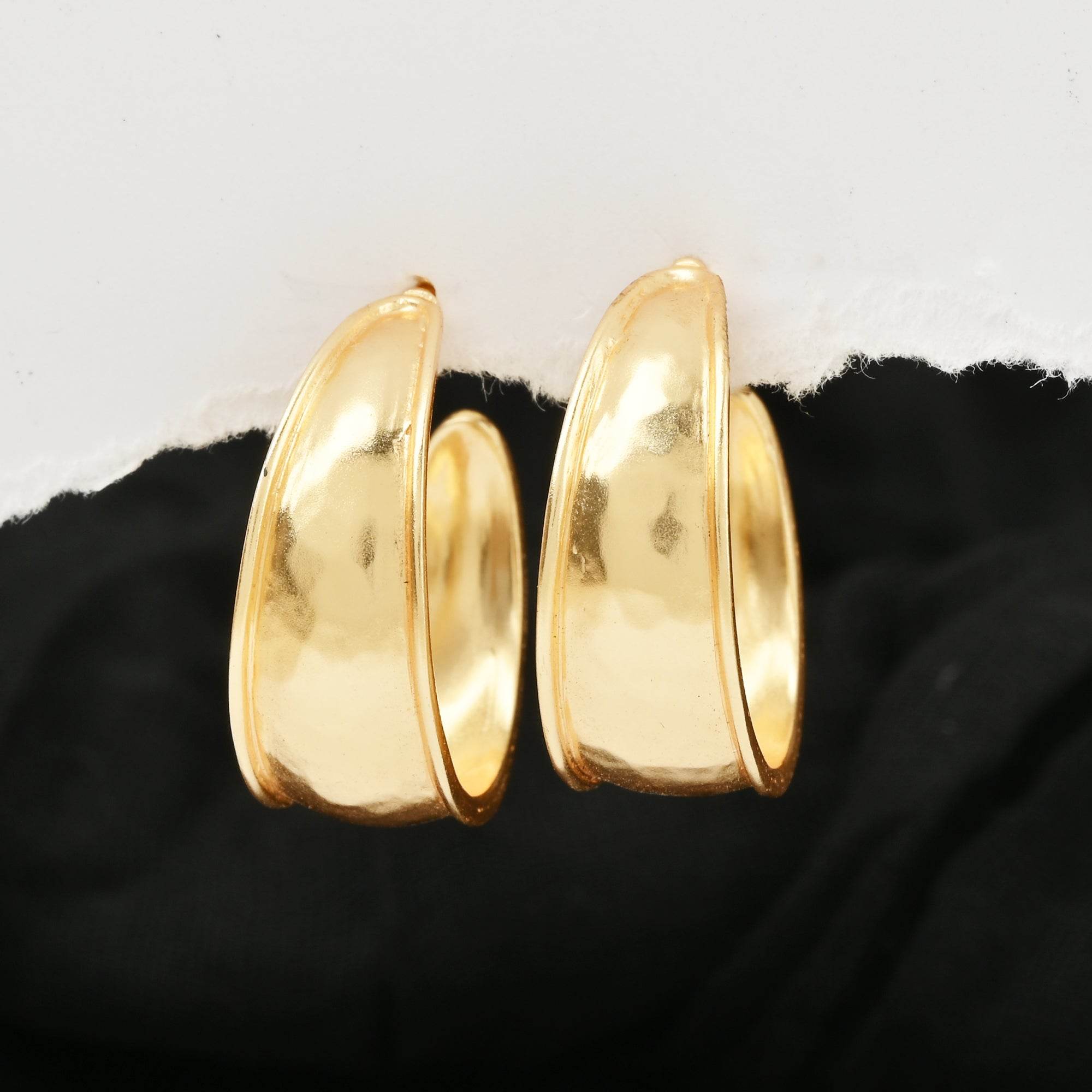 Half Moon Hammered Hoop Earrings - La Vitá Jewels