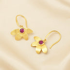 Ruby Gemstone Flower Earrings - La Vitá Jewels