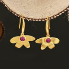 Ruby Gemstone Flower Earrings - La Vitá Jewels