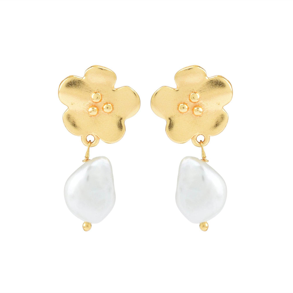 Fresh Water Pearl and Floral Earrings - La Vitá Jewels