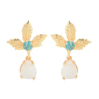 Dew Drop White Rainbow and Amazonite Gemstone Earrings - La Vitá Jewels