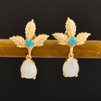 Dew Drop White Rainbow and Amazonite Gemstone Earrings - La Vitá Jewels