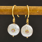 Mother of Pearl Hook Earrings with Pink CZ Accents