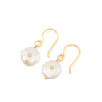 Mother of Pearl Hook Earrings with Pink CZ Accents