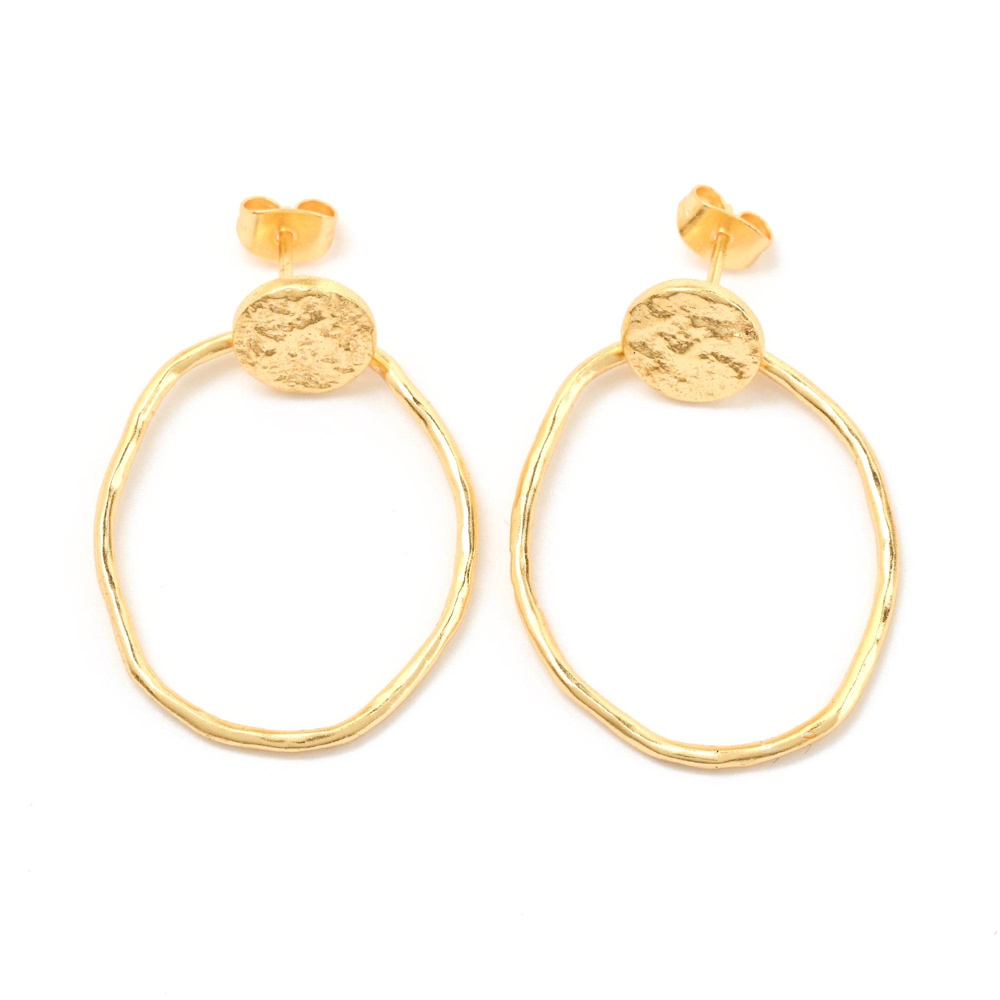 Circle Shape Hammered Earrings - La Vitá Jewels