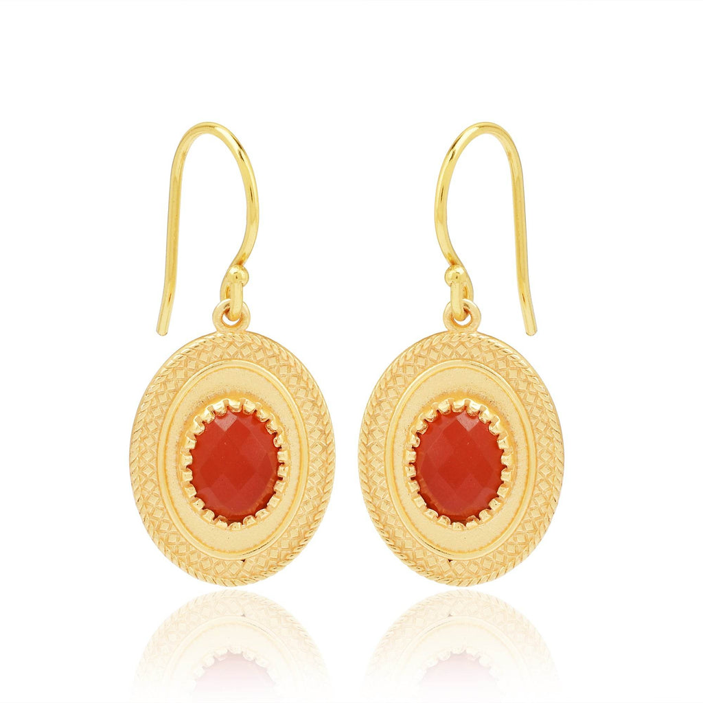 Glistening Red Onyx Earrings - La Vitá Jewels