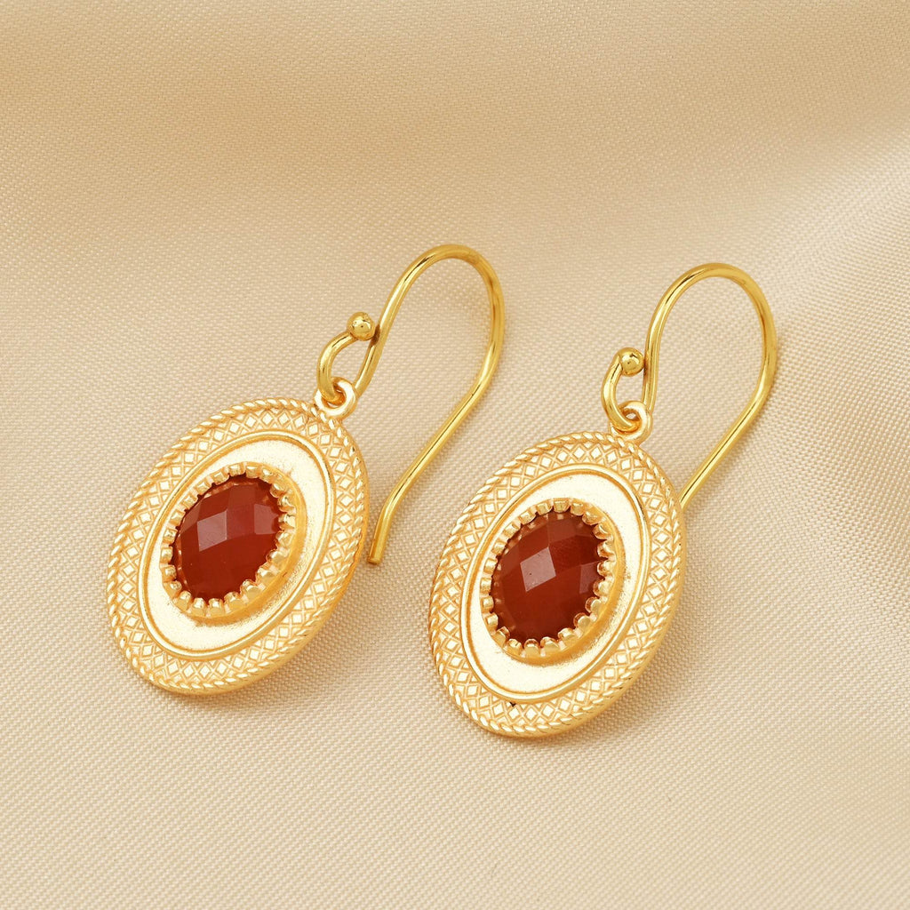 Glistening Red Onyx Earrings - La Vitá Jewels