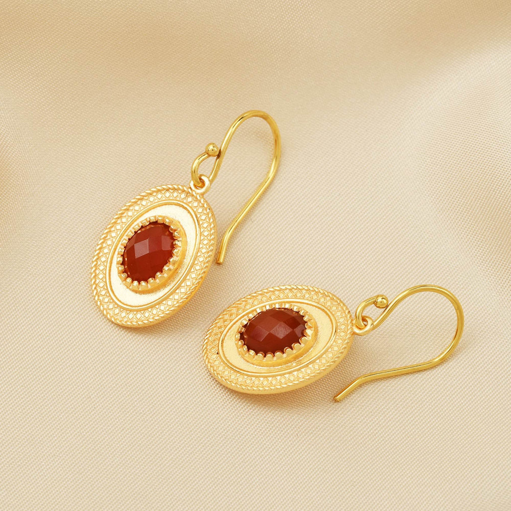 Glistening Red Onyx Earrings - La Vitá Jewels