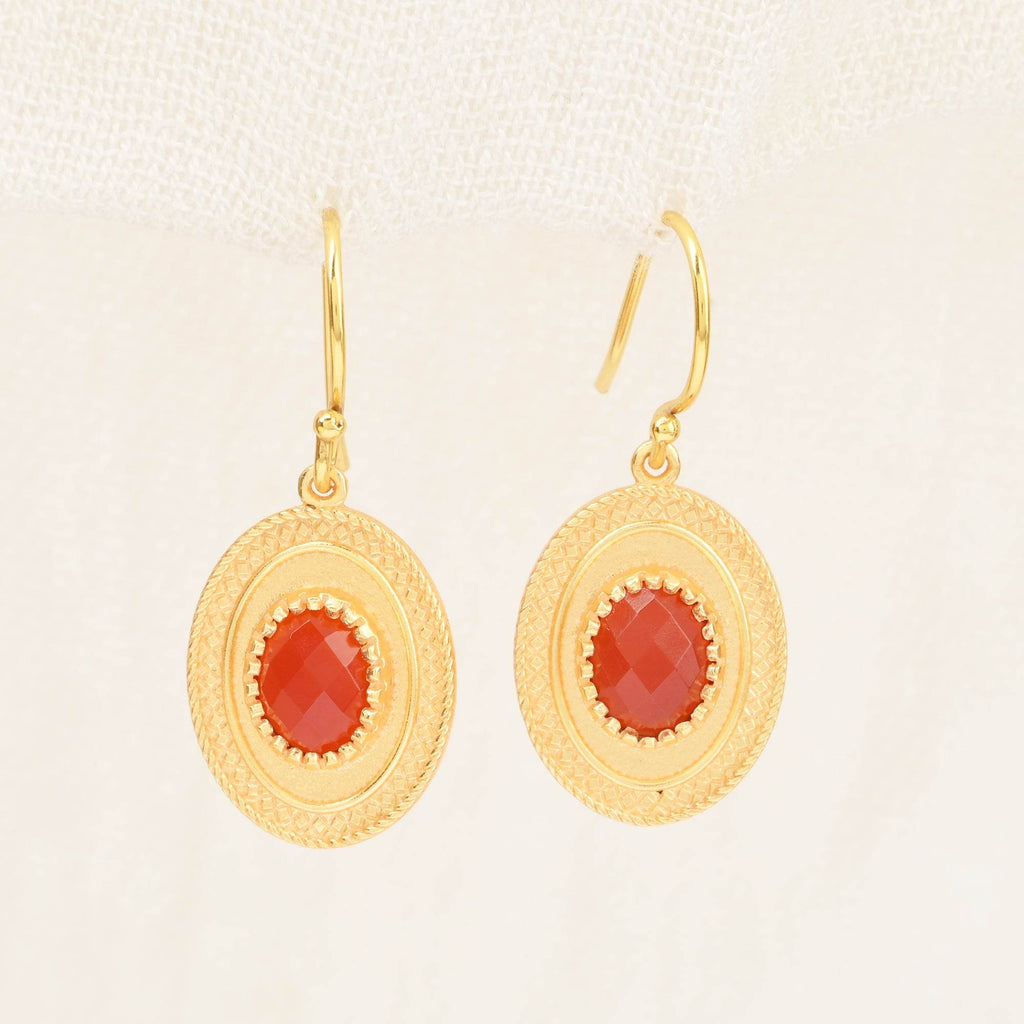 Glistening Red Onyx Earrings - La Vitá Jewels