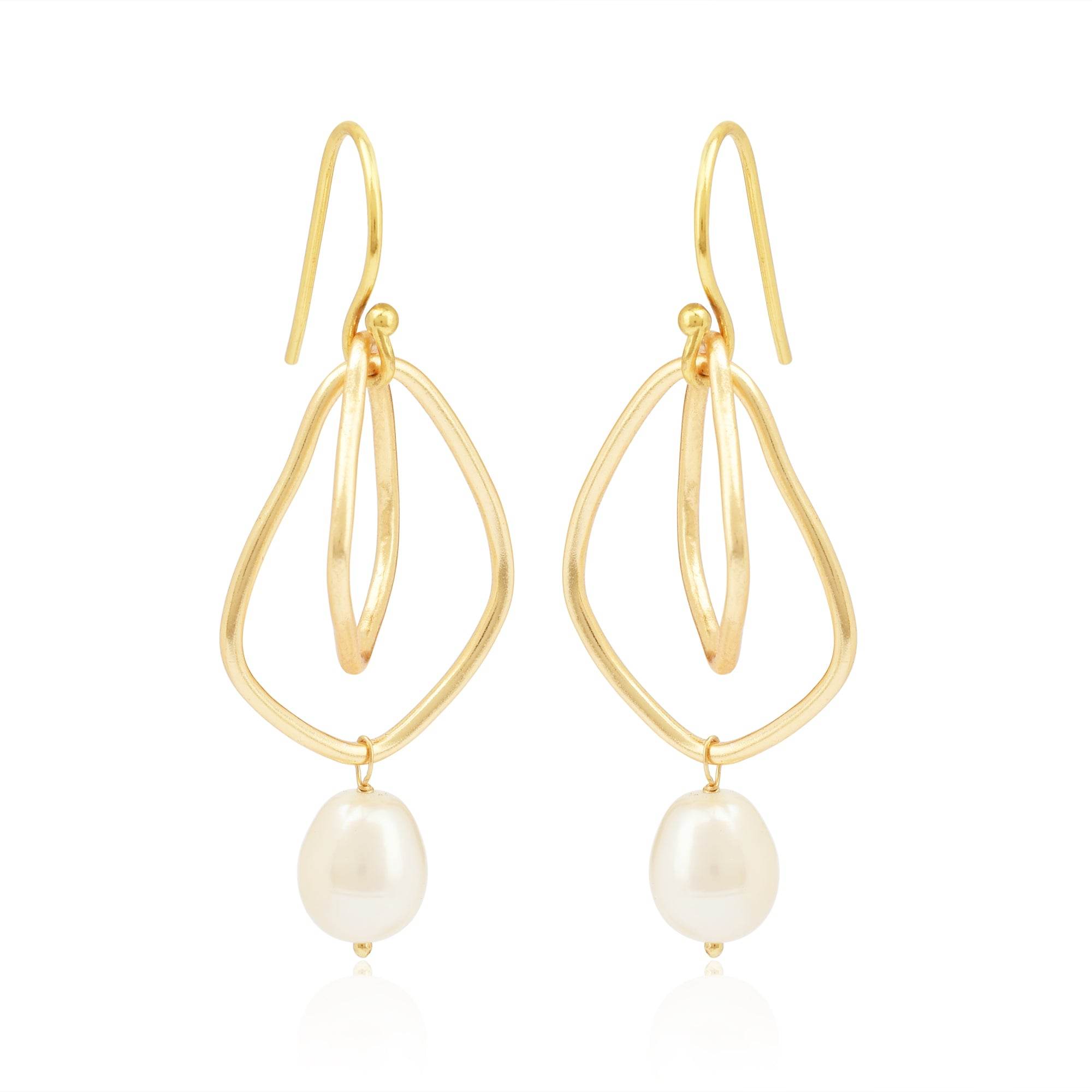 Cosmos Pearl Drop Earrings - La Vitá Jewels