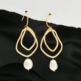 Baroque Pearl Stone Dangle Earrings