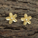 Handmade Natural Pearl Lotus Stud Earrings