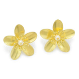 Handmade Natural Pearl Lotus Stud Earrings