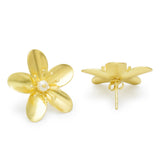 Handmade Natural Pearl Lotus Stud Earrings