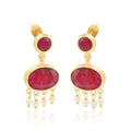 Majestic Rubies, Pearl Gemstone Earrings - La Vitá Jewels