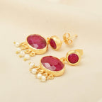 Majestic Rubies, Pearl Gemstone Earrings - La Vitá Jewels