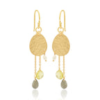 Lemon Quartz Labradorite and Pearl Dangle Earrings - La Vitá Jewels