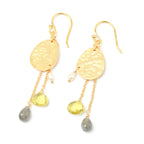 Lemon Quartz Labradorite and Pearl Dangle Earrings - La Vitá Jewels