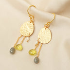 Lemon Quartz Labradorite and Pearl Dangle Earrings - La Vitá Jewels
