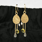 Lemon Quartz Labradorite and Pearl Dangle Earrings - La Vitá Jewels